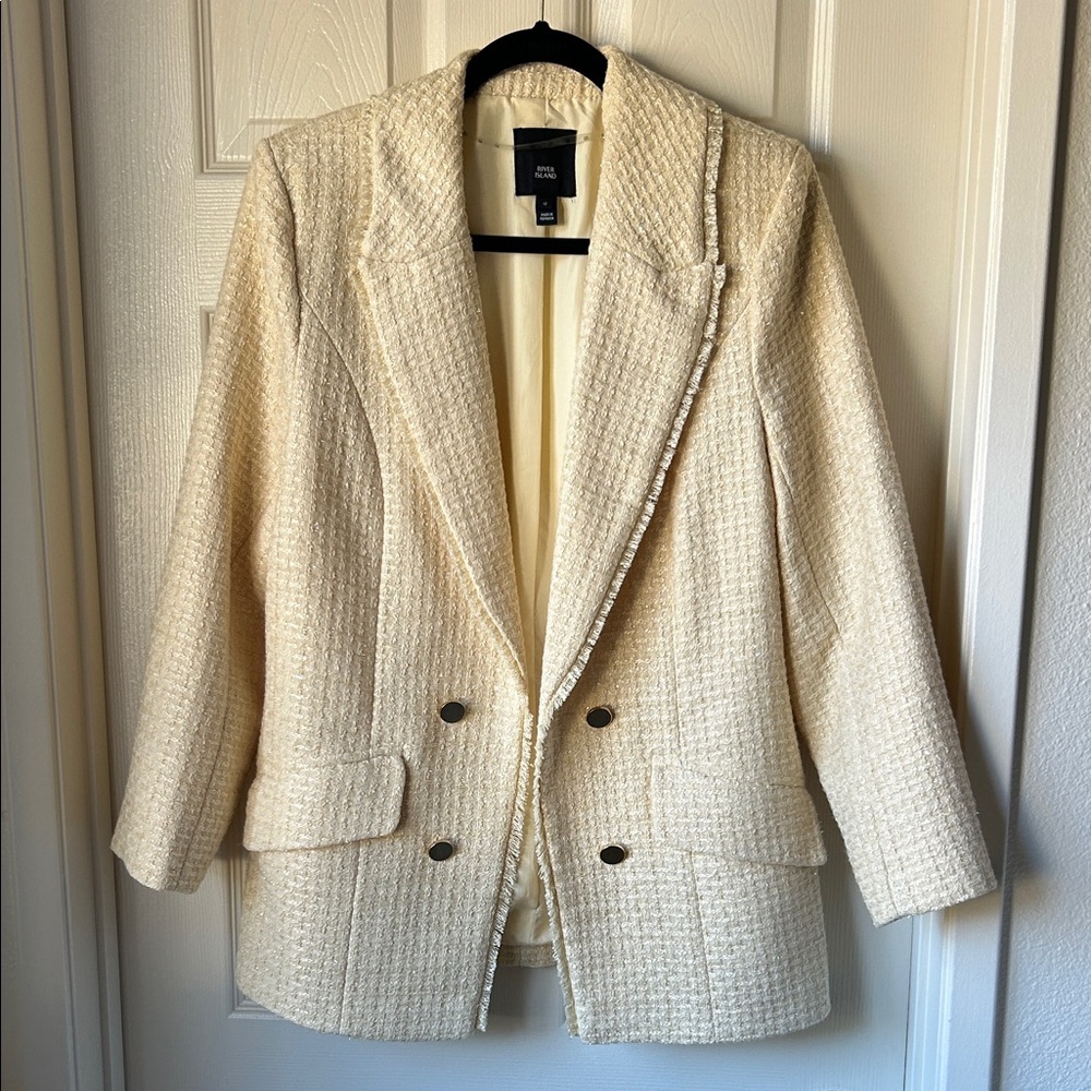 River Island Soft Yellow Textured Women's Blazer
